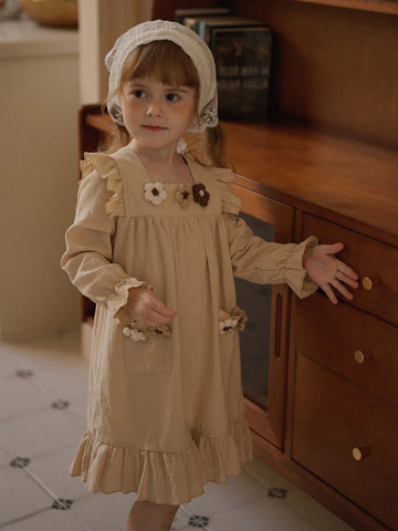 Vintaside Kids Young Girl Graceful Gradient Pink Butterfly Puff Sleeve Mesh Patchwork Dress