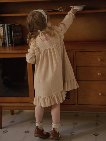 Vintaside Kids Young Girl Graceful Gradient Pink Butterfly Puff Sleeve Mesh Patchwork Dress