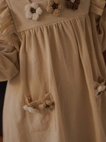 Vintaside Kids Young Girl Graceful Gradient Pink Butterfly Puff Sleeve Mesh Patchwork Dress