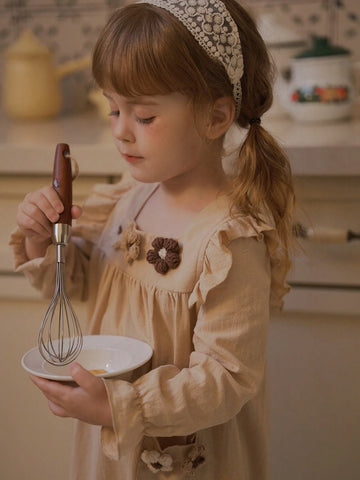 Vintaside Kids Young Girl Graceful Gradient Pink Butterfly Puff Sleeve Mesh Patchwork Dress