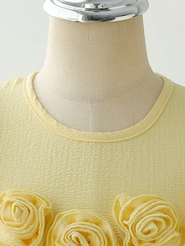 Young Girl Round Neck Solid Color Simple Style Casual Dress