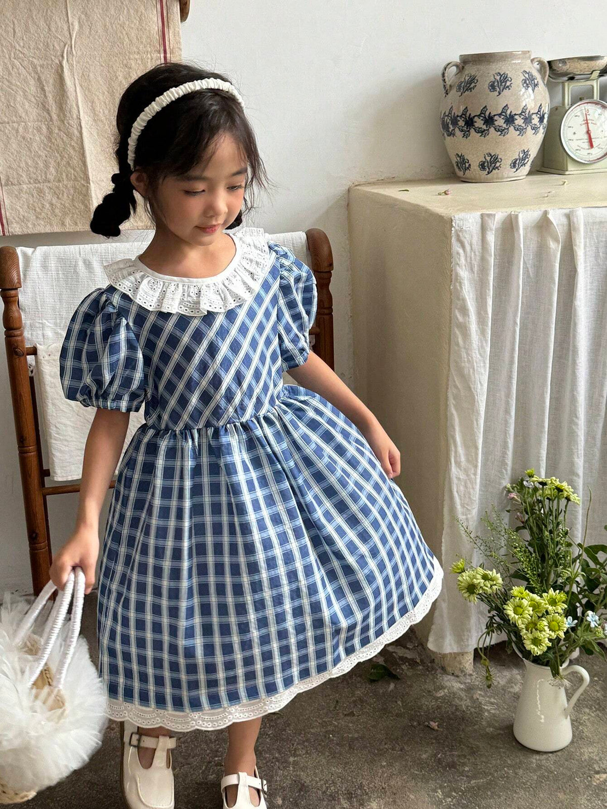 Vintaside Kids Young Girl Sweet And Lovely Gradient Pink Butterfly Puff Sleeve Mesh Splice Dress