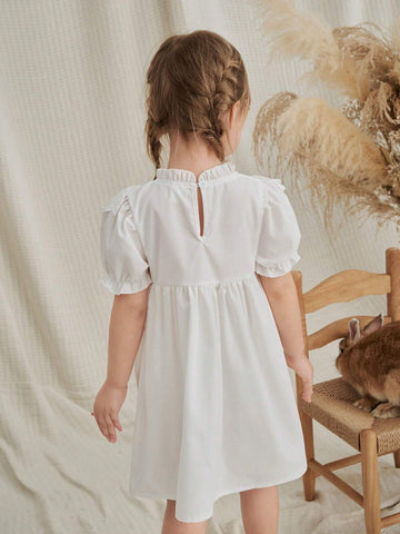 Vintaside Kids Young Girl's Embroidered Lace Collar Countryside Style Vintage Holiday Dress