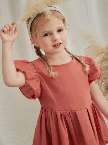 Vintaside Kids Young Girls' Rural Style Casual Cotton Linen Asymmetrical Hem Round Neck Blouse