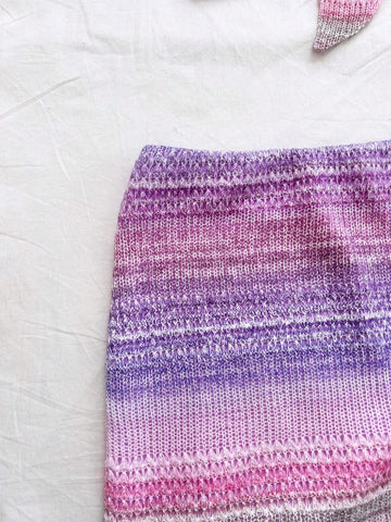 2pcs/Set Women's Vacation Pink Bandeau Tie Front Crop Top And Bodycon Mini Skirt