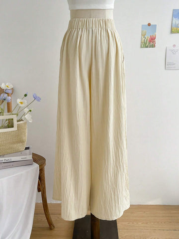 WYWH Apricot Romantic Slit Casual Vacation Women's Long Pants