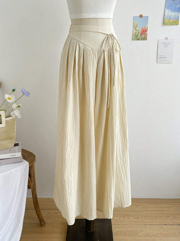 WYWH Apricot Romantic Slit Casual Vacation Women's Long Pants