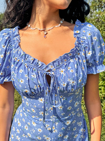 Bubble Sleeve & Frill Trim & Tie Back Jumpsuit