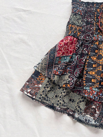 WYWH Casual Vacation Double Layered Ruffle Hem Women's Shorts With Elastic Waist