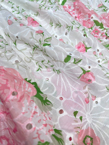 Embroidered Hollow Out Positioning Flower Patchwork Ruffles Square Neck Romantic Spring Dress