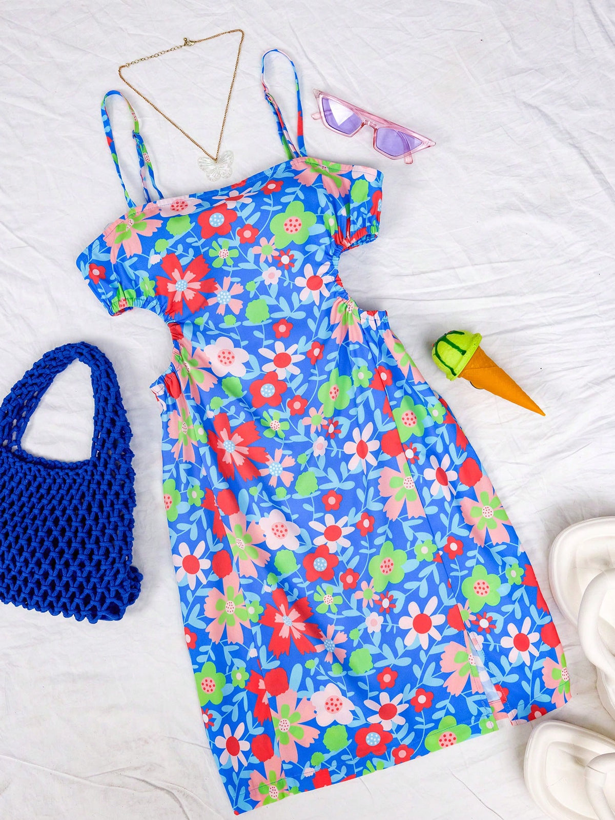 Floral Print Spaghetti Strap Dress For Women