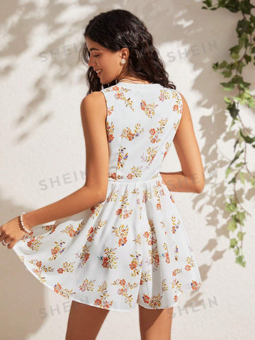 Floral Print Tie Waist Jumpsuit