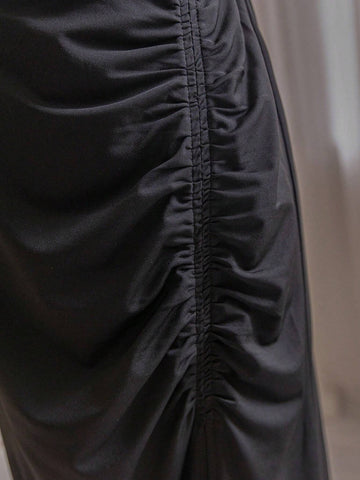 WYWH High Slit Pleated Vacation Wrap Skirt With Side Split