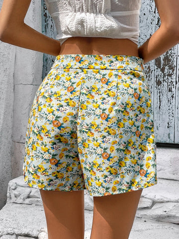 WYWH High Waist Allover Floral Print Shorts