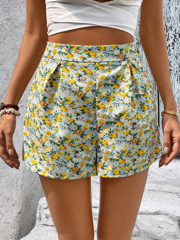 WYWH High Waist Allover Floral Print Shorts