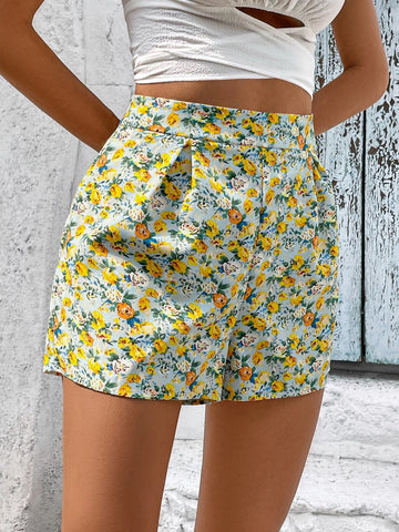 WYWH High Waist Allover Floral Print Shorts