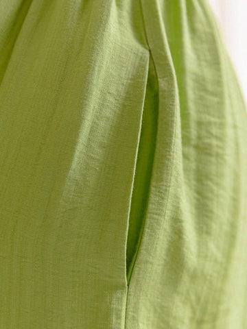 Holiday Casual Solid Color Sleeveless Jumpsuit With Drawstring Waist