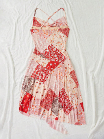 Irregular Hemline Draped Neck Women Vacation Dress