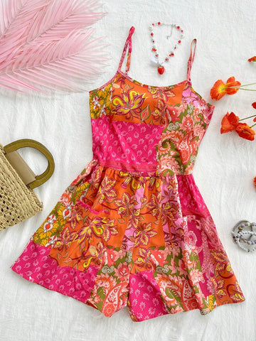 Ladies' Fashionable Summer Loose Casual Jumpsuit With Spaghetti Straps For Vacation