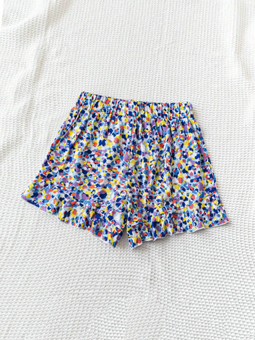 WYWH Ladies' Holiday Leisure All-Over Allover Print Ruffled Hem Shorts