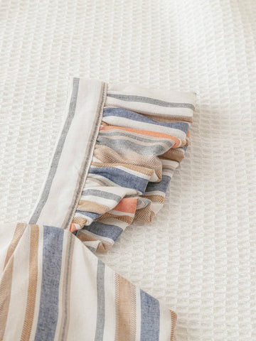 Striped Print Butterfly Sleeve Romper