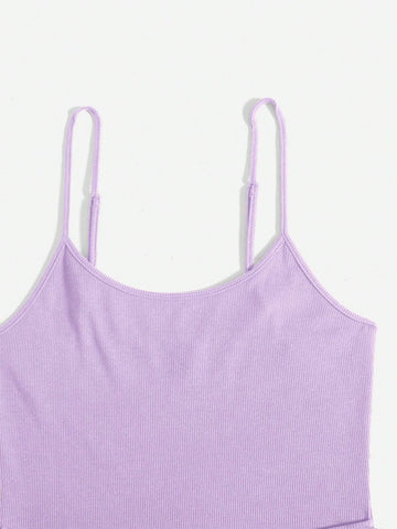 Ladies Summer Side Lace Up Knitted Solid Color Cami Dress