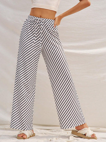 WYWH Leisure Vacation Loose Fit Wide Leg Striped Pants