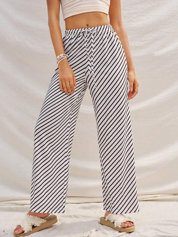 WYWH Leisure Vacation Loose Fit Wide Leg Striped Pants