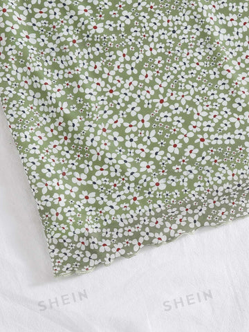 WYWH Lettuce Trim Ditsy Floral Mesh Skirt