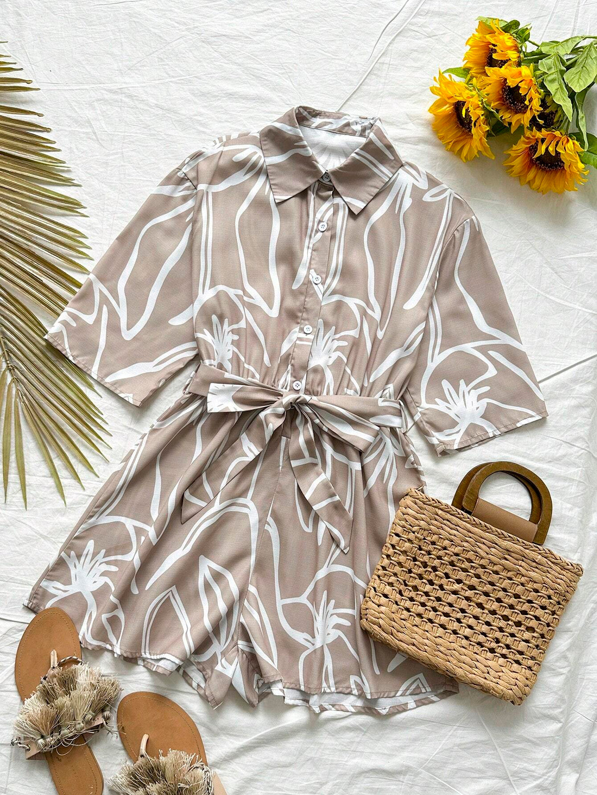 Linen-Like, Refreshing, Casual, Loose Jumpsuit For Vacation