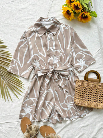 Linen-Like, Refreshing, Casual, Loose Jumpsuit For Vacation