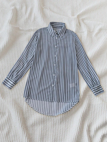 Loose Fit Striped Sunscreen Casual Vacation Shirt With Long Sleeves