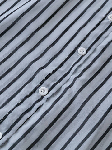 Loose Fit Striped Sunscreen Casual Vacation Shirt With Long Sleeves