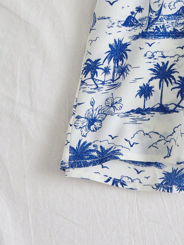 Printed Halter Neck Romper For Beach Vacation