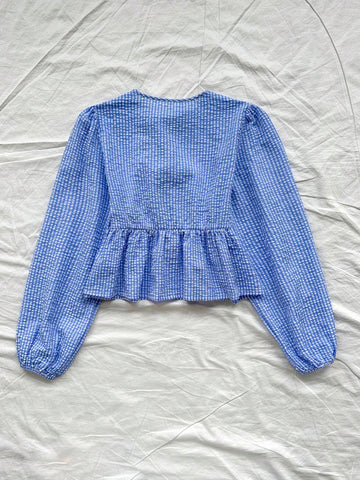 Round Neck Long Sleeve Casual Holiday Shirt With Bow Decoration