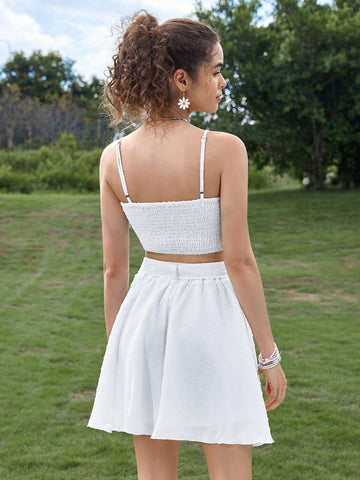 Ruched Bust Cami Top & Belted Skirt