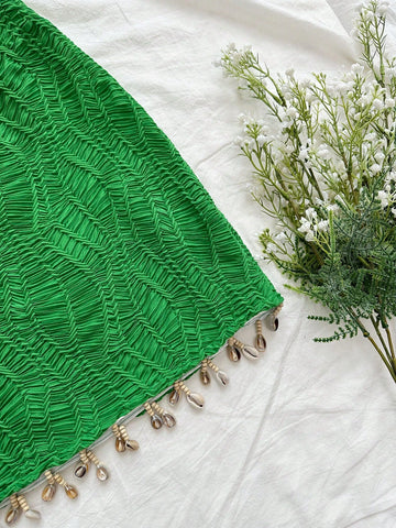 Seashell Decorated Halter Top And Short Skirt Two Piece Set