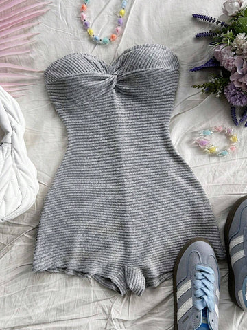 Sexy Casual Striped Bandeau Jumpsuit