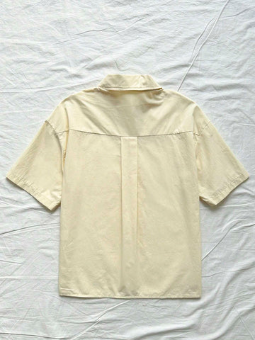 Solid Color Loose Casual Vacation Shirt In Cotton & Linen