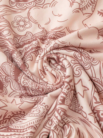 Summer Fashionable Holiday & Music Festival Khaki Colored Sun & Moon Full Print Backless Criss-Cross Tie Strap Jumpsuit