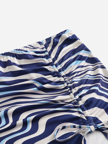 WYWH Summer Marble Print Drawstring Skirt