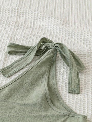 Summer Solid Loose V-Neck Sleeveless Jumpsuit With Shoulder Straps