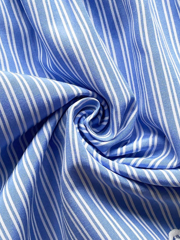 WYWH Summer Vacation Women's Leisure Blue & White Striped High Waist Detail Elastic Splicing Lace Waist Shorts