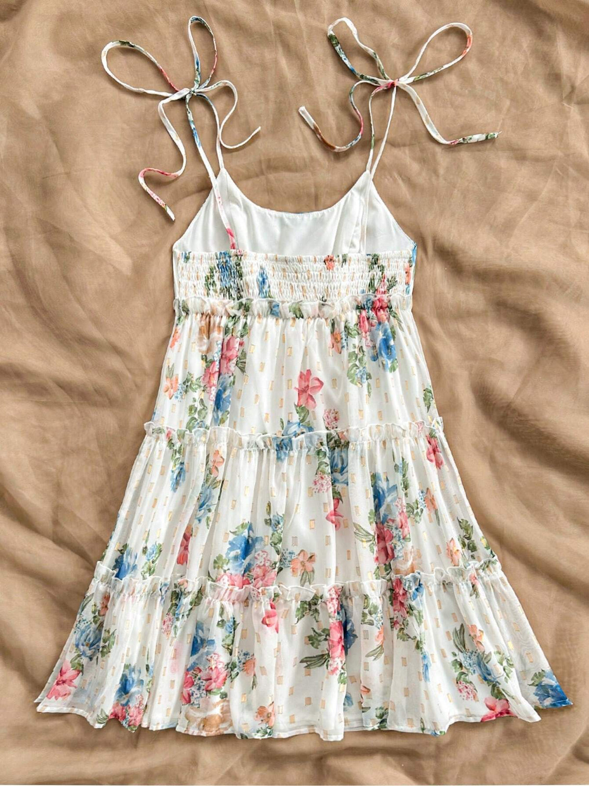 Summer Vacation Women's Romantic Country Style Short Dress With White Base And Colorful