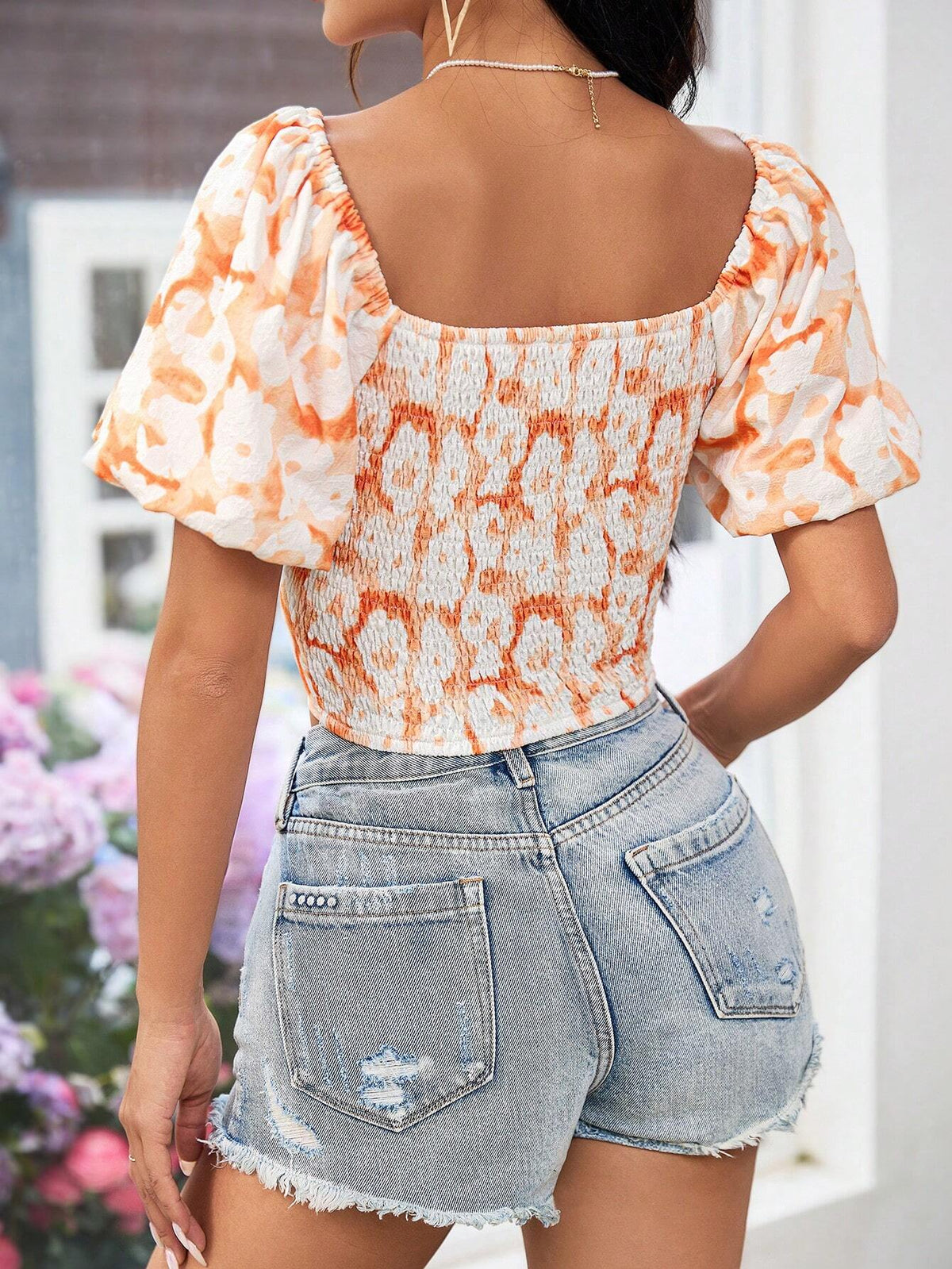 Textured Floral Print Puff Sleeve Sweet Summer Women Blouse Bridgerton Style Dress