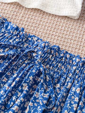 Holiday Women Casual One Shoulder Ribbed Top And A-Line Ruffled Multi-Layer Skirt