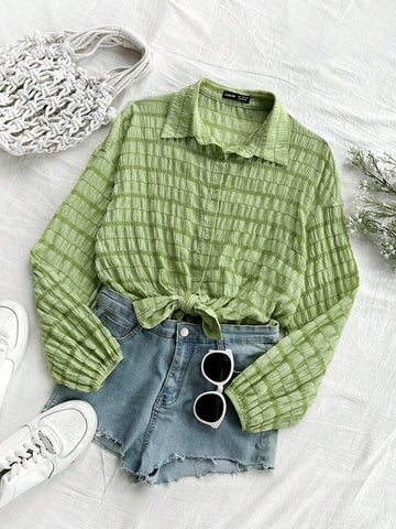 Vacation Women's Leisure Texture Sun Protection Shirt