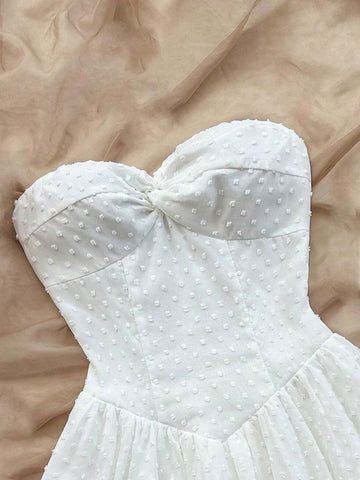 White Cut Out Twist Front Ruffle Hem Beach Dress