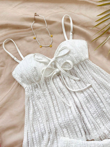 Women Fashionable Knitted Texture Hollow Out Romantic Casual Vacation 2 Piece Set