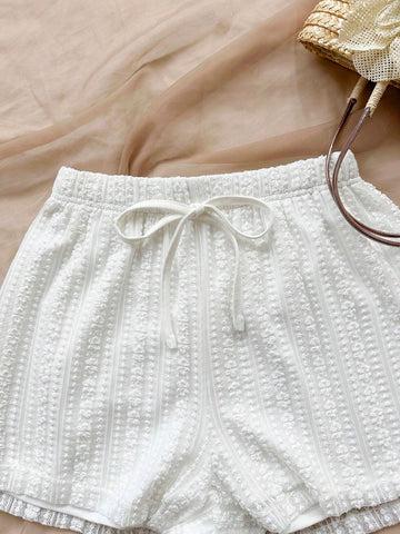 Women Fashionable Knitted Texture Hollow Out Romantic Casual Vacation 2 Piece Set